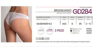 ZANNGD284- gd284 brasiliano donna cotone e pizzo - Fratelli Parenti